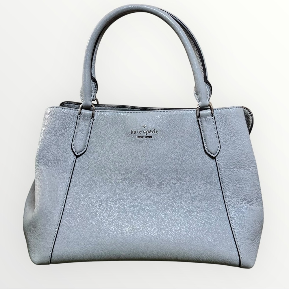 Kate Spade Gray Pebbled Leather Satchel Tote Cameron Street Style
